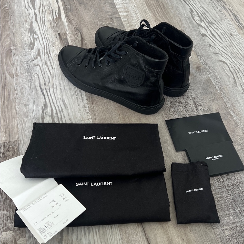 New Saint Laurent Bedford High-Tops Black Sneakers size 39 US 9 - Picture 17 of 17